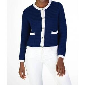 NEW DUFFIELD LANE lady cardigan in navy white